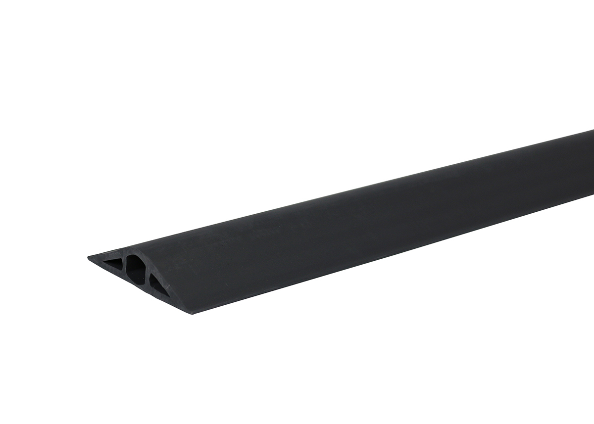 Flexible Non-Metallic Pancake Overfloor Raceway; 10 ft Length x 2-1/2 Inch Width x 14/32 Inch Height, Black