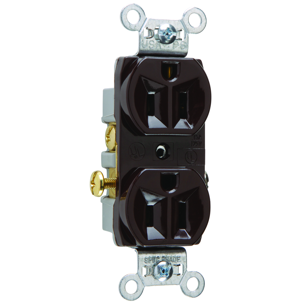 Commercial Spec Grade Duplex Receptacle Side Wire 15amp 125volt Brown
