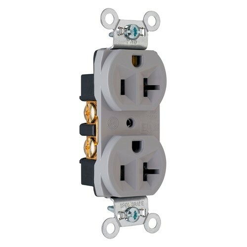 Construction Spec Grade Duplex Receptacle Back and, Side Wire 20amp 125volt Gray