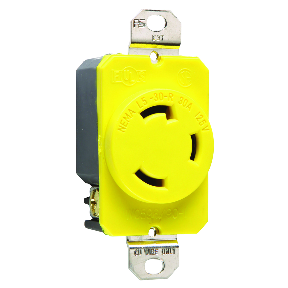 Turnlok Receptacle 3wire 30amp 125volt Corrosion Resistant, Yellow