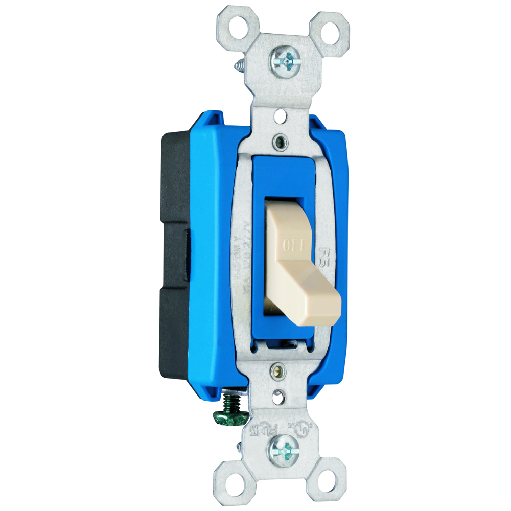 Commercial 1pole Switch, Side Wire, 15amp 120/277volt, Ivory.
