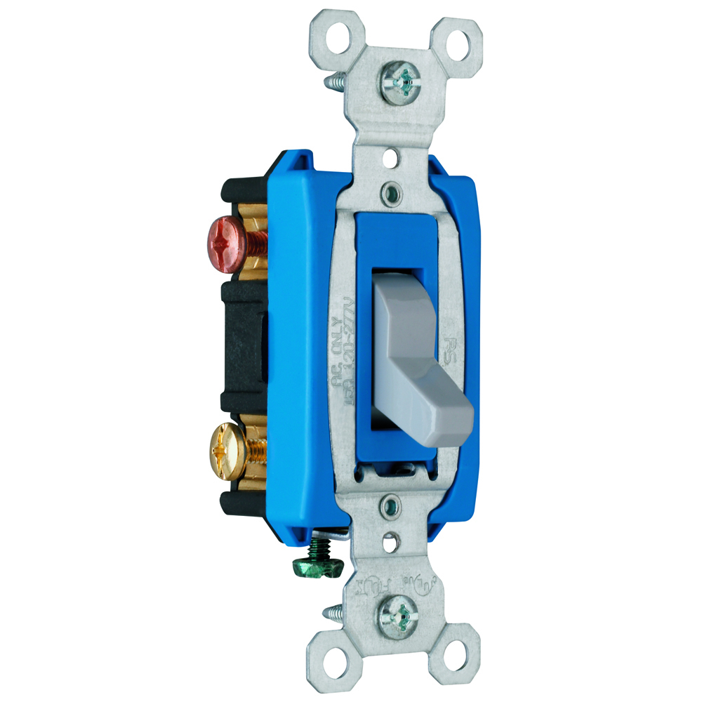 Commercial 3way Switch, Side Wire, 15amp 120/277volt, Gray.
