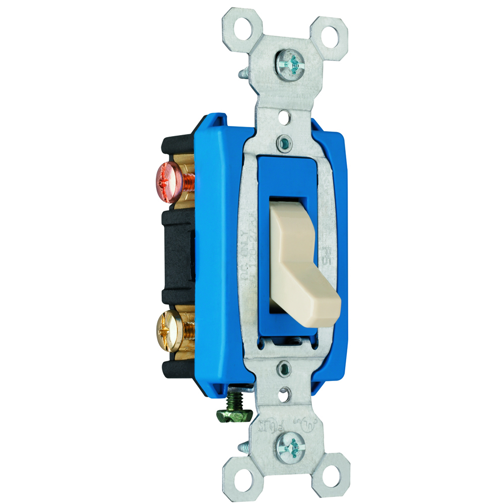 Commercial 3way Switch, Side Wire, 15amp 120/277volt, Ivory.