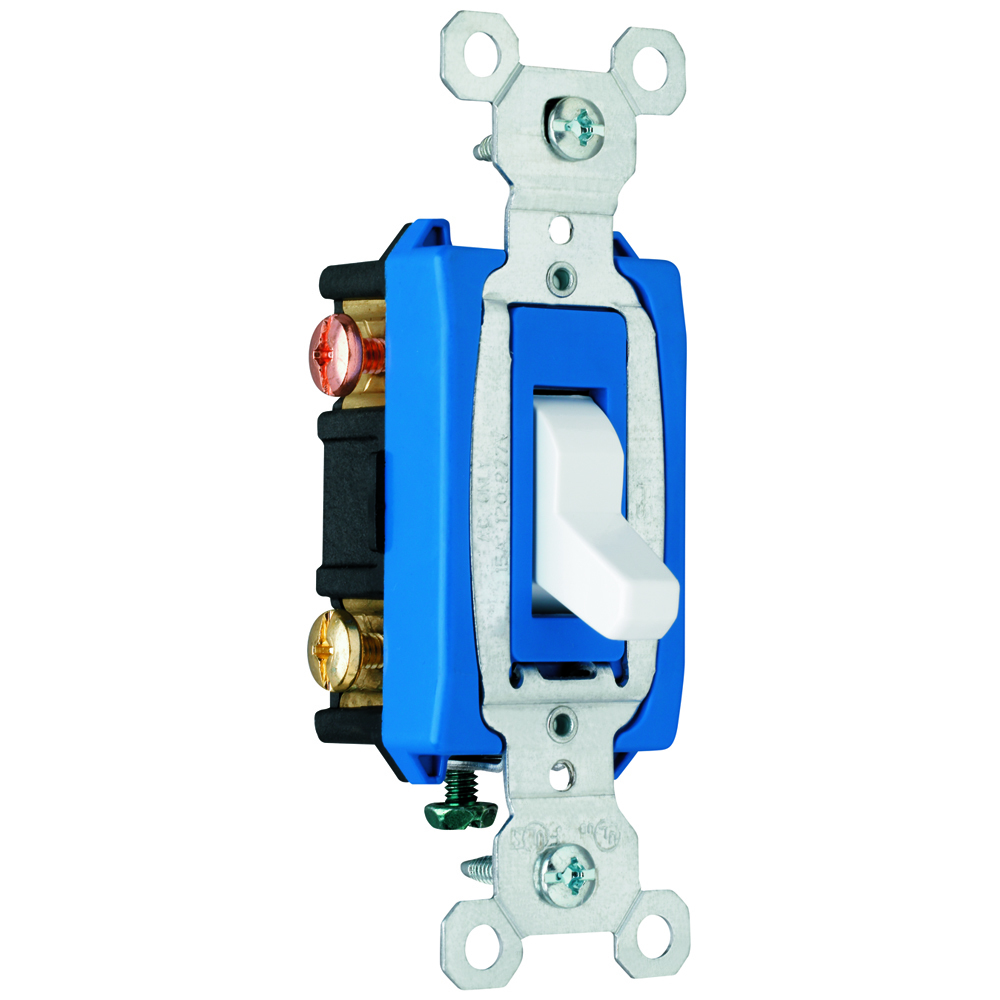 Commercial 3way Switch, Side Wire, 15amp 120/277volt, White.