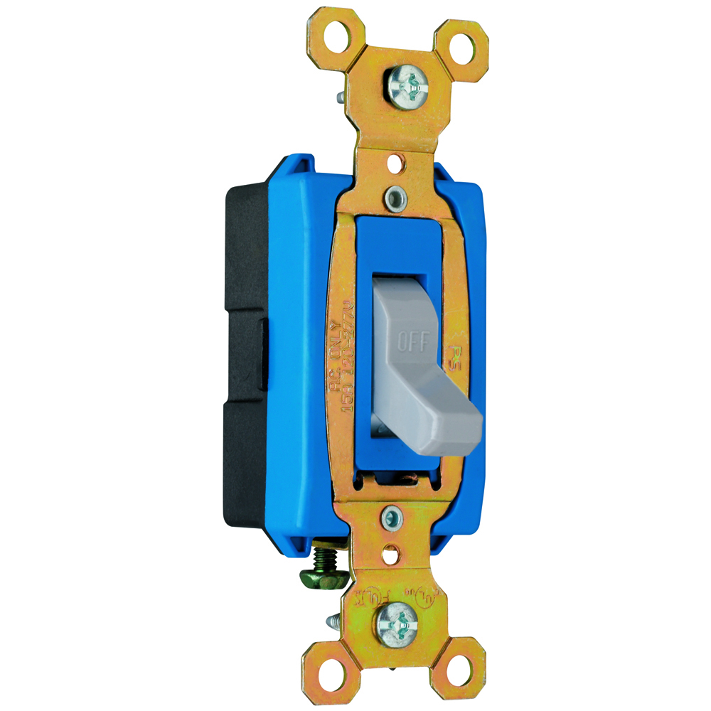 Construction 1pole Switch, Back and, Side Wire, 15amp 120/277 volt, Gray.