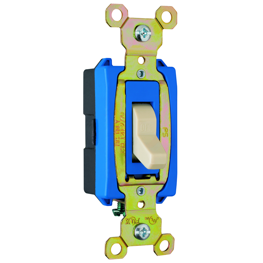 Construction 1 pole Switch, Back and, Side Wire, 15amp, 120/277 volt, Ivory.