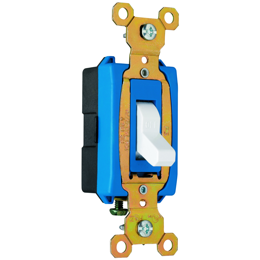Construction 1 pole Switch, Back and, Side Wire, 15amp 120/277 volt, White.