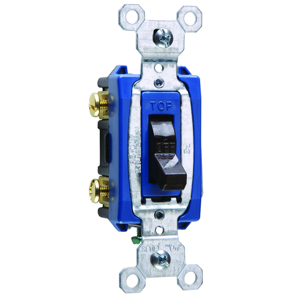 Construction 2pole Switch, Back and, Side Wire, 15amp 120/277volt, Brown.