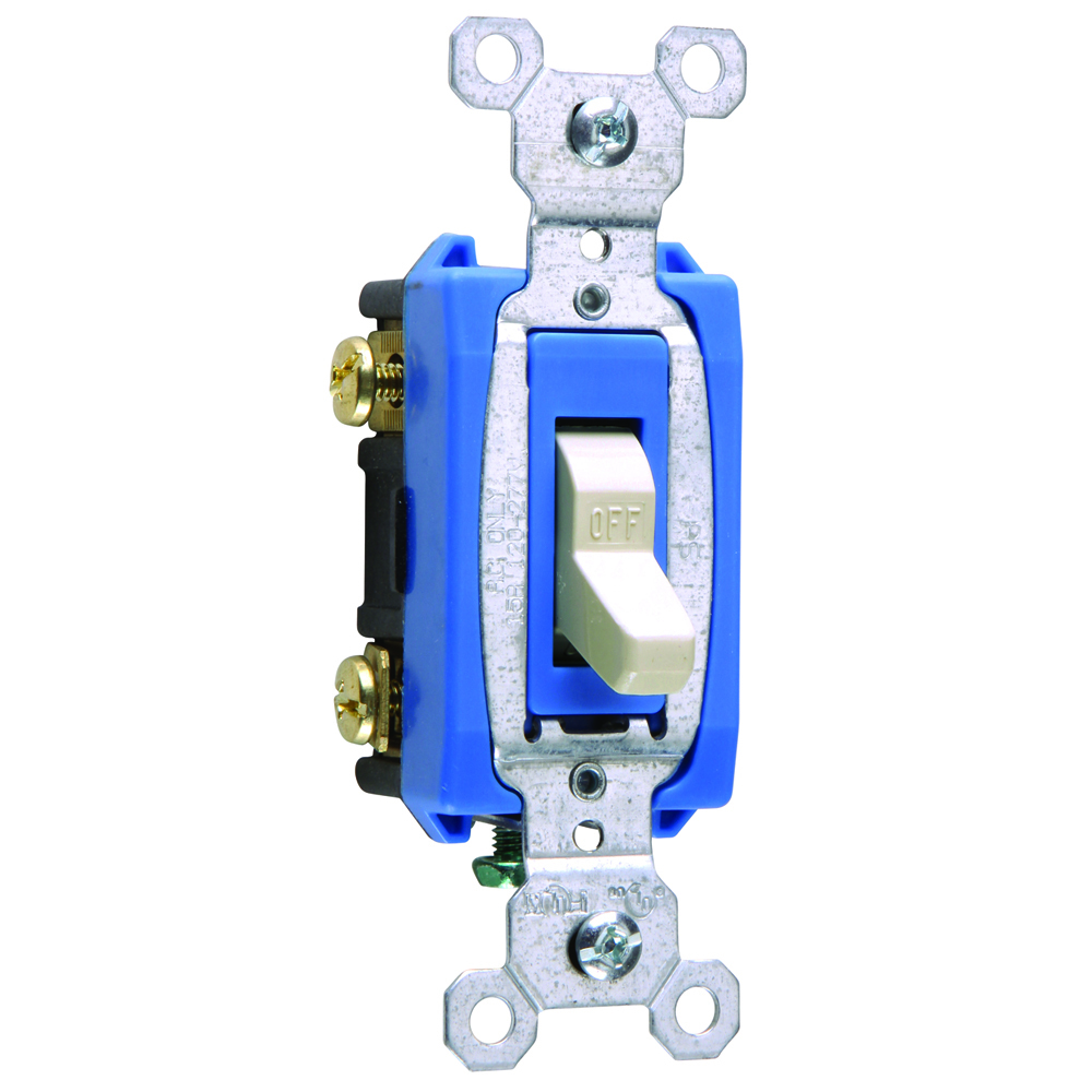 Construction 2pole Switch, Back and, Side Wire, 15amp 120/277volt, Light Almond.