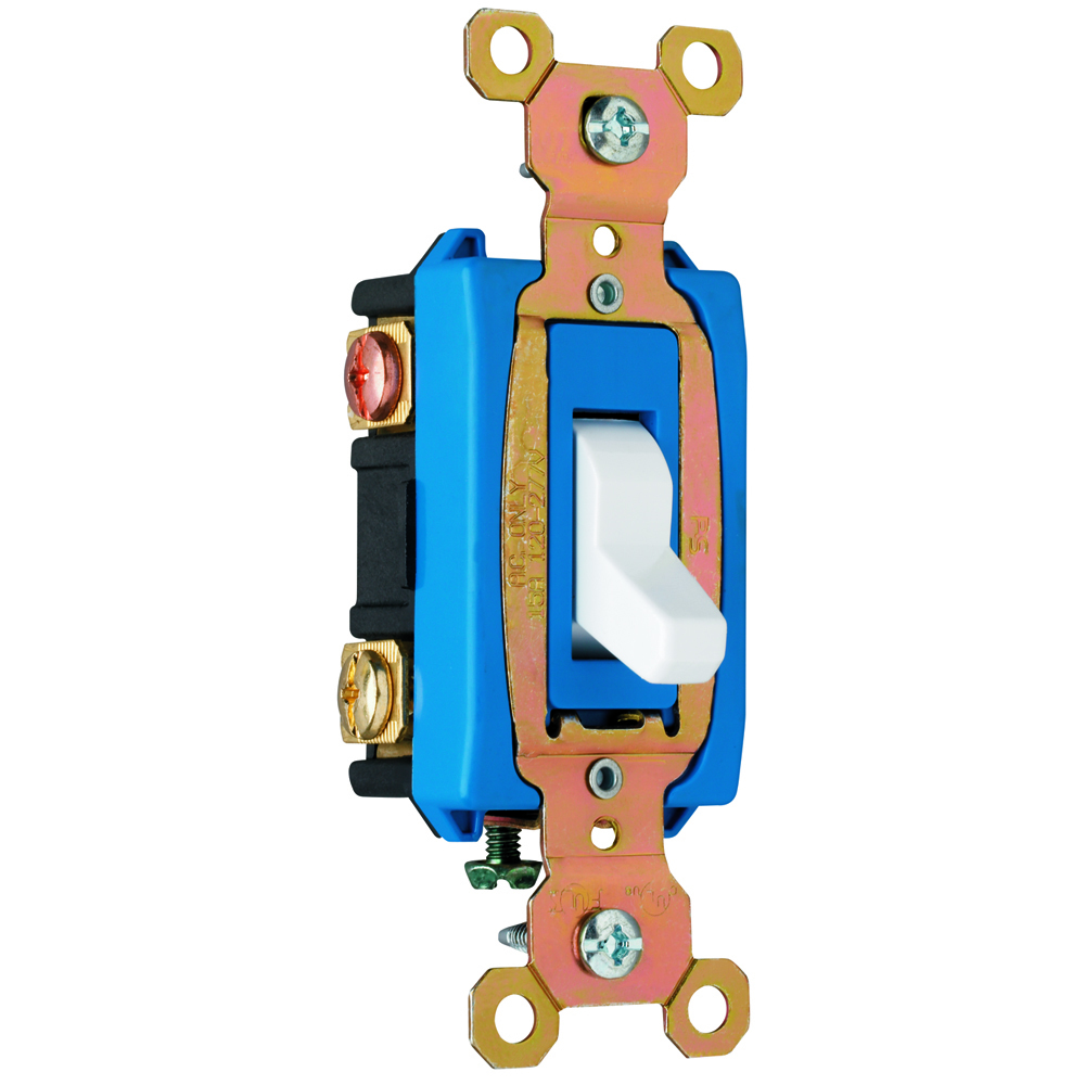 Construction 3way Switch, Back and, Side Wire, 15amp 120/277volt, White.