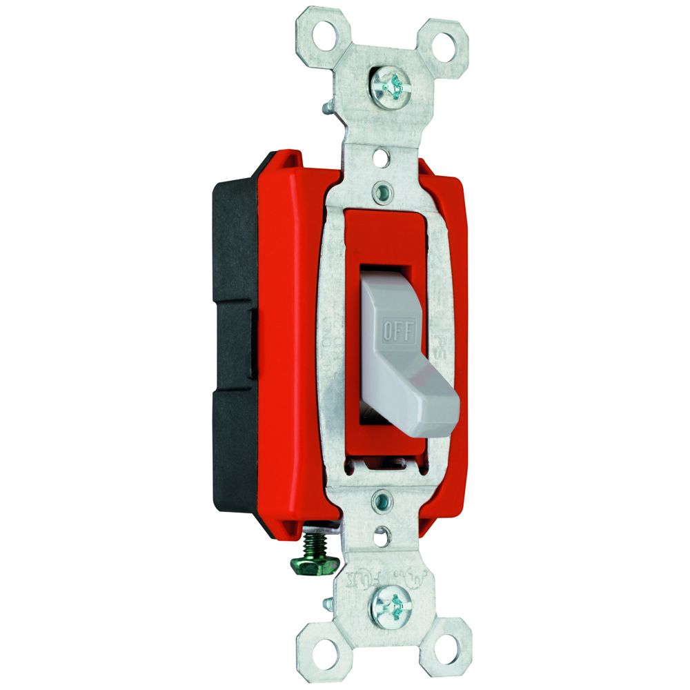 Construction 1pole Switch, Back and, Side Wire, 20amp 120/277volt, Gray.