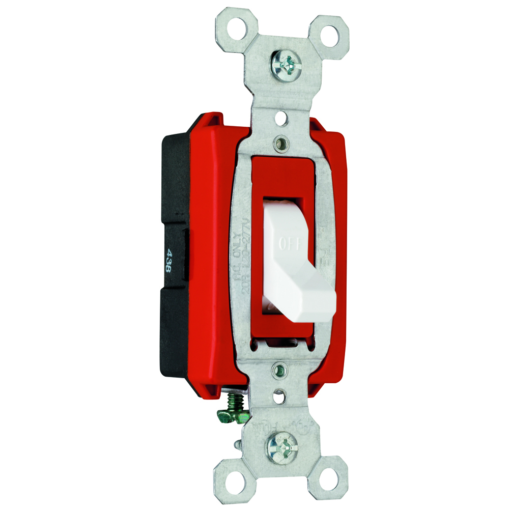 Construction 1pole Switch, Back and, Side Wire, 20amp 120/277volt, White.