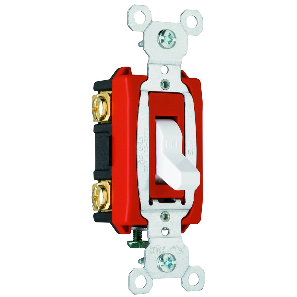 Construction 2pole Switch, Back and, Side Wire, 20amp 120/277volt, White.