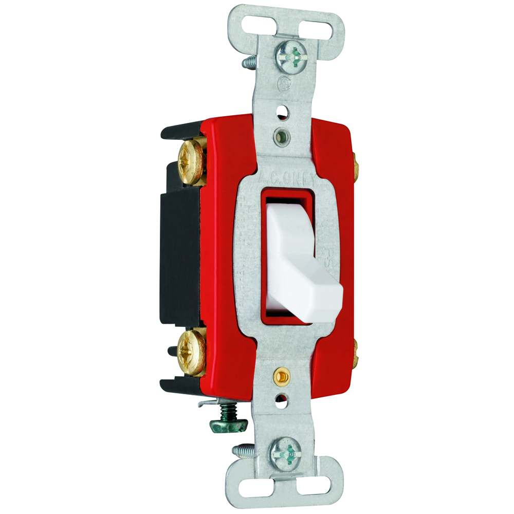 Construction 4way Switch, Back and, Side Wire, 20amp 120/277volt, White.