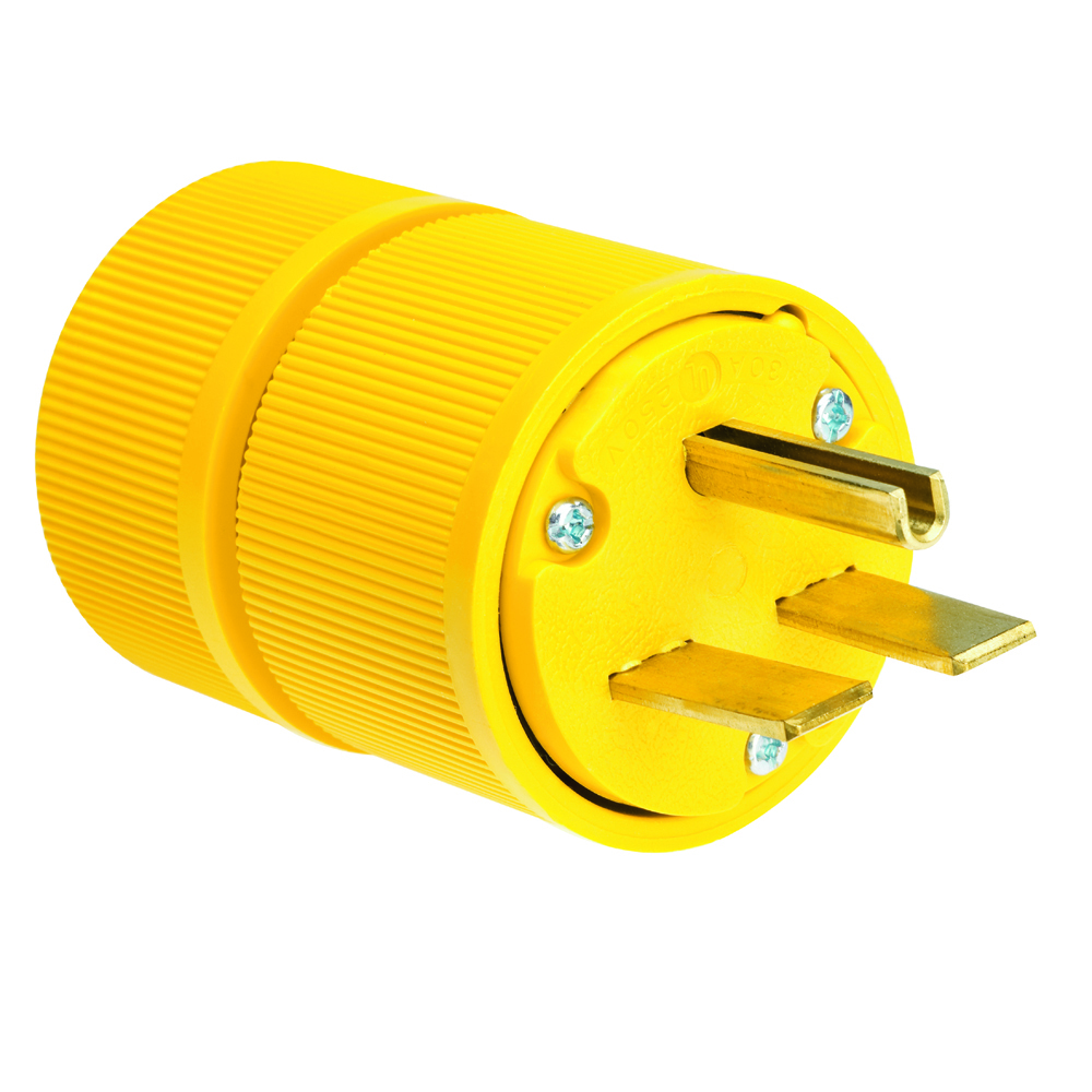 Gator Grip Plug, 2 pole 3 Wire, 30 amp 250V Grounding,Yellow