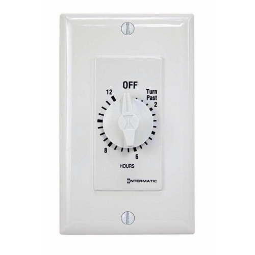 This 12 hour white Decorator Auto-Off Timer is designed to replace any standard wall switch - single or multi-gang. The energy-efficient mechanical timer does not  require electricity to operate. In addition, it automatically limits the ON times  for fans, lighting, motors, heaters, and other energy consuming loads.