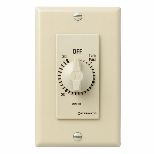 This 30 min ivory Decorator Auto-Off Timer is designed to replace any standard wall switch - single or multi-gang. The mechanical timer does not require  electricity to operate. In addition, it automatically limits the ON times for  fans, lighting, motors, heaters, and other energy consuming loads.