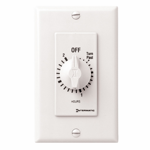 This 2 hour white Decorator Auto-Off Timer is designed to replace any standard wall switch - single or multi-gang. The energy-efficient mechanical timer does not  require electricity to operate. In addition, it automatically limits the ON times for fans, lighting, motors, heaters, and other energy consuming loads.
