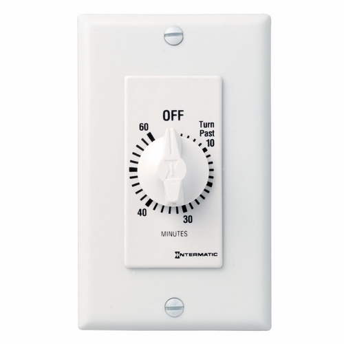This 60 min white Decorator Auto-Off Timer is designed to replace any standard wall switch - single or multi-gang. The energy-efficient mechanical timer does not  require electricity to operate. In addition, it automatically limits the ON times for fans, lighting, motors, heaters, and other energy consuming loads.