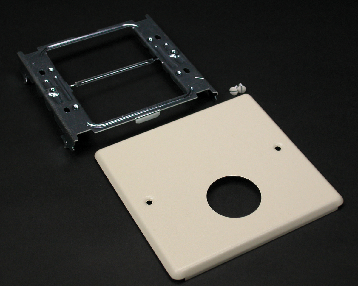 2-Gang Single Receptacle Plate; Snap-On Mount, Steel, Gray