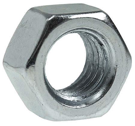 Machine Screw Hex Nut, Steel construction, Zinc Plated Finish, #10-32 thread size