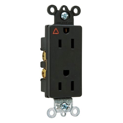 Isolated Ground Heavy-Duty Decorator Spec Grade Duplex Receptacle Back and, Side Wire 15amp 125volt Black