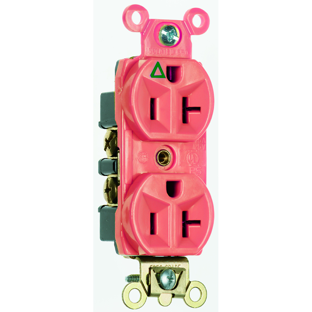 Isolated Ground Heavy-Duty Hospital Grade Duplex Receptacle Back and, Side Wire 20amp 125volt Orange