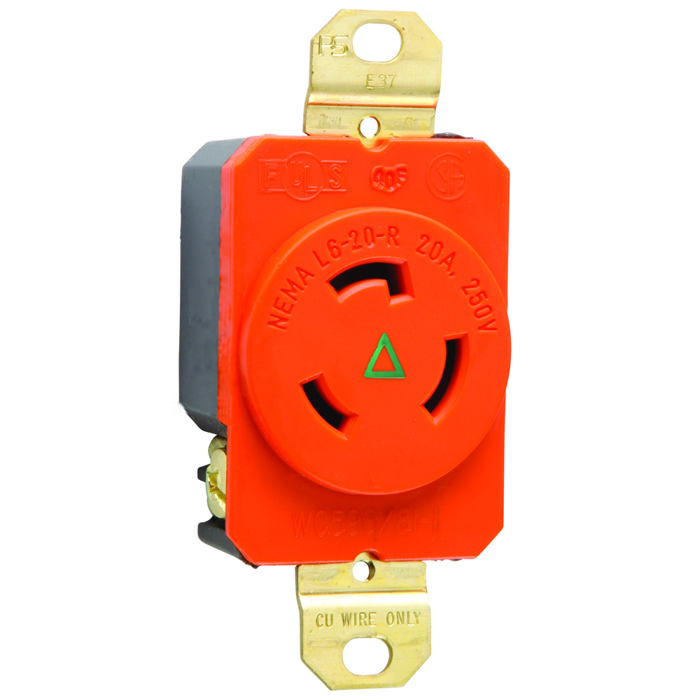 Turnlok Receptacle Single 3wire 20amp 250volt Isolated Ground