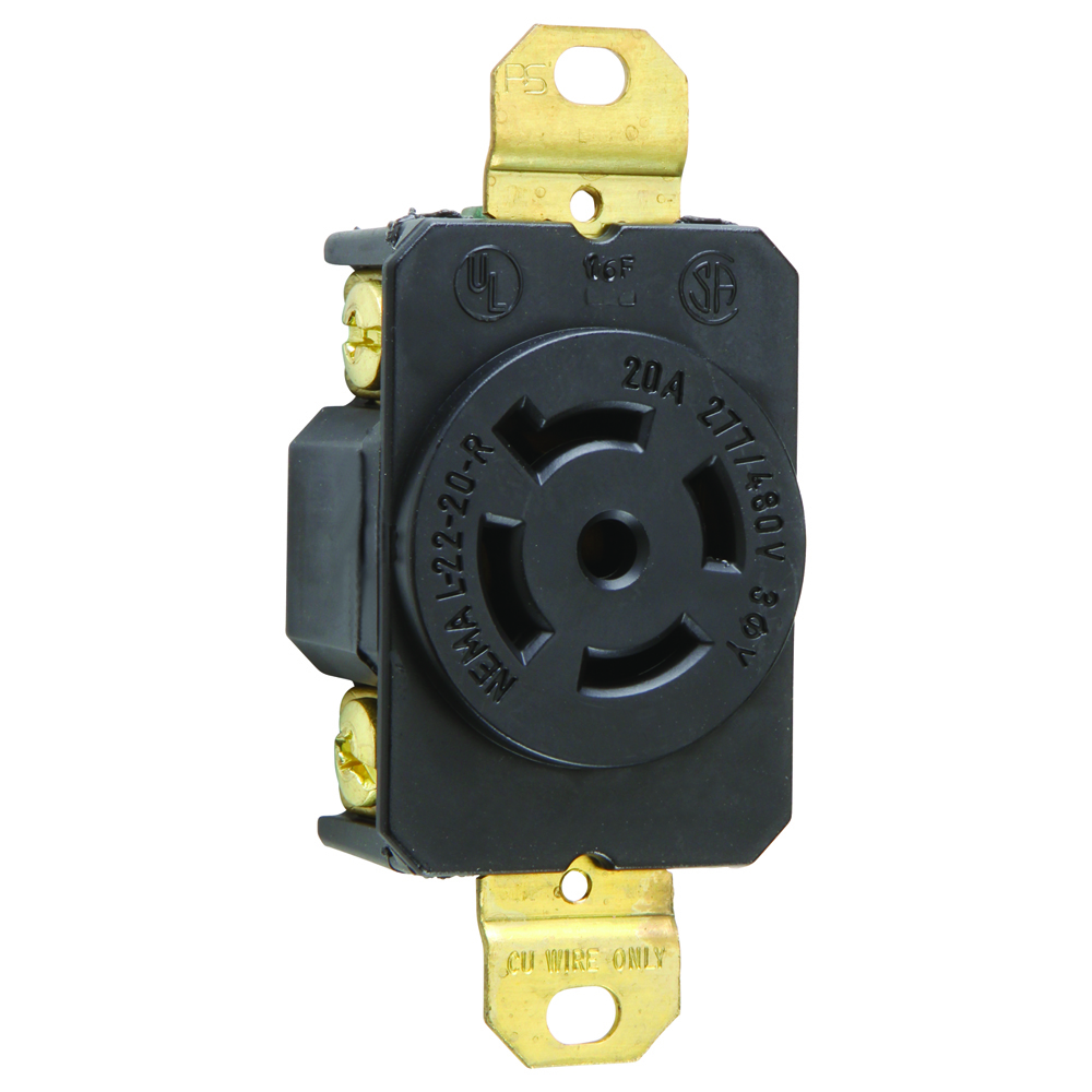 Receptacle Single 5wire 20amp 277/480volt Turnlok