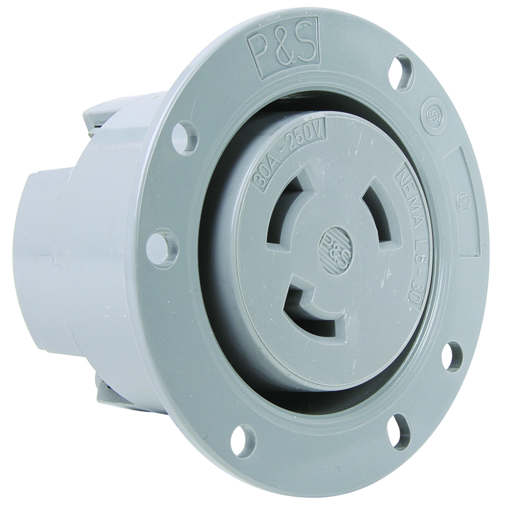 Turnlok Flanged Outlet 3wire 30amp 250volt, Gray