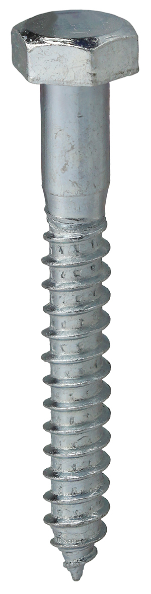 Hex Head Lag Screw, Steel material, 3/8 x 2-1/2 in. Size, Zinc Plated Finish, 9/16 in. head size