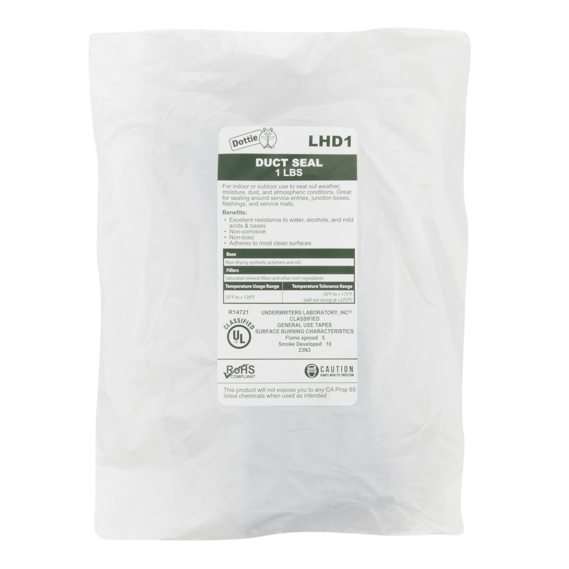 Duct Seal, 1 lb. Size, Plastic Bag