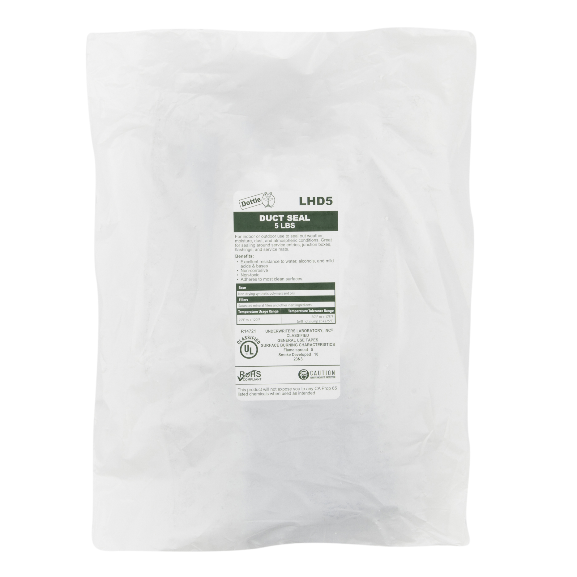 Duct Seal, 5 lb. Size, Plastic Bag