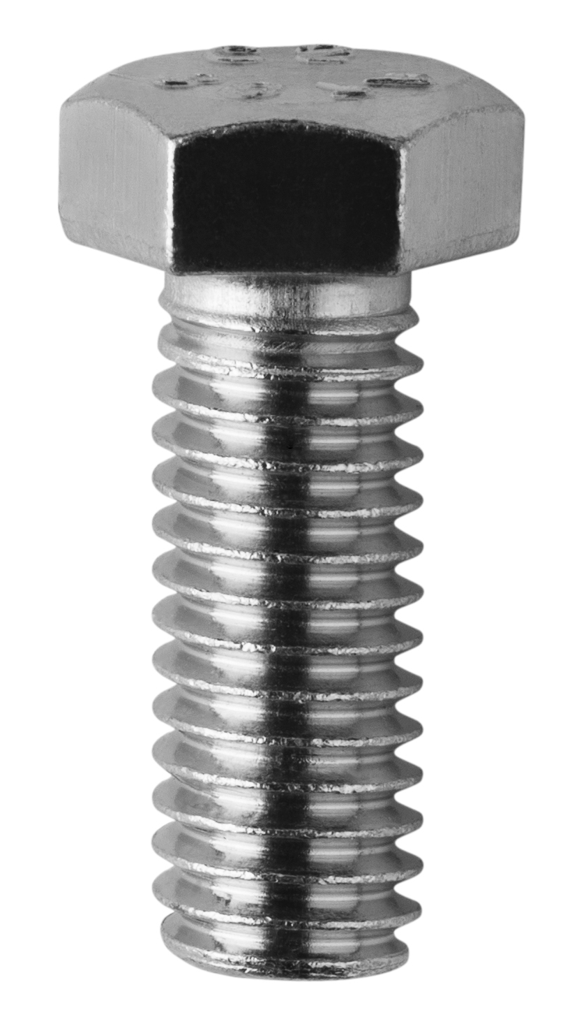Hex Head Tap Bolt, Low Carbon Steel material, Zinc Plated Finish, 2 grade, 2 in. length, 1/4 in. diameter, Full thread, 7/16 in. head size