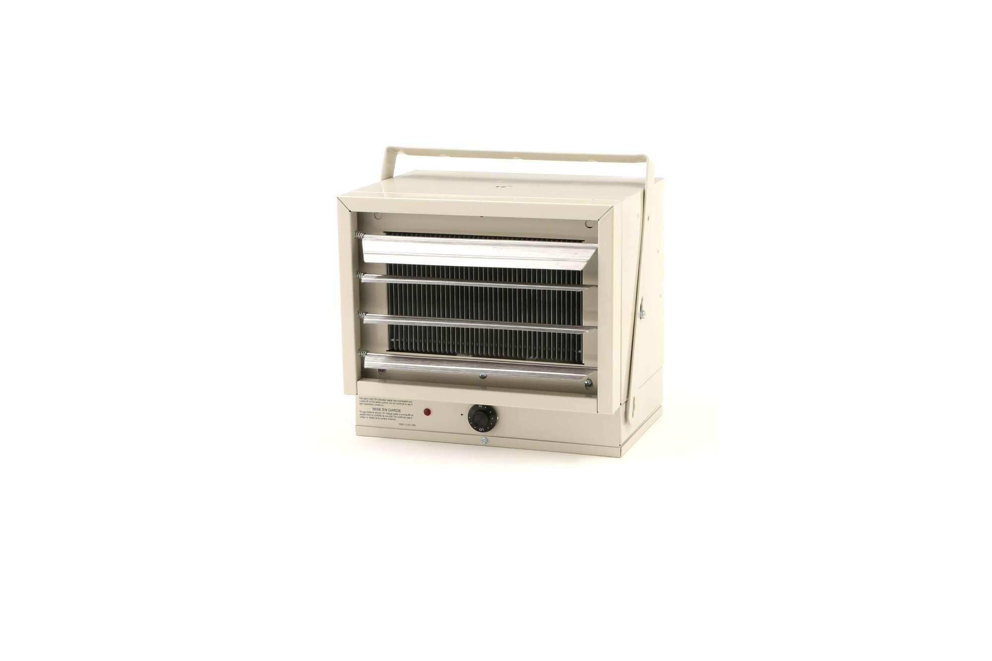 240V 5000W (LINE 1) This heavy-duty heater provides a longterm comfort solution wherever you need to warm up  garages, workshops, basements, even outdoor spaces. Aim heat anywhere with adjustable louvers and flexible mounting options for both horizontal and vertical applications.