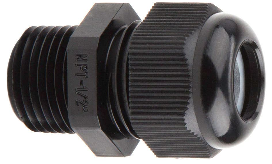 Nylon Strain Relief Connector, 1/2 in. Size, 0.394 to 0.551 in. conductor range