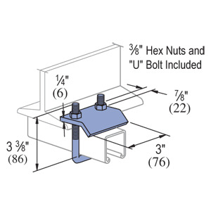 Unistrut P2785 EG Beam Clamp, ASTM A575, A576, A635 Or A36, ASTM A1011 SS GR 33 Steel, Maximum Load: 1000 LB, Electro-Galvanized Conforming To ASTM B633 Type III SC1, Torque Rating: 19 FT/LB, 3 IN Width, 3-3/8 IN Dimension, For Use With Beams Up To 3/4 IN Flanges And With Channels P1101, P1001, P2001, P3001, P5000 And P5500