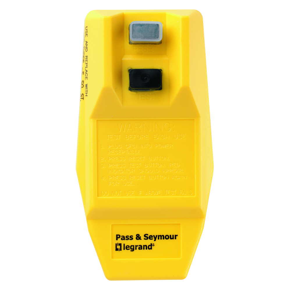 Portable Ground Fault Circuit Interrupter, Right Angle Plug, 15amp 125volt, Manual Reset