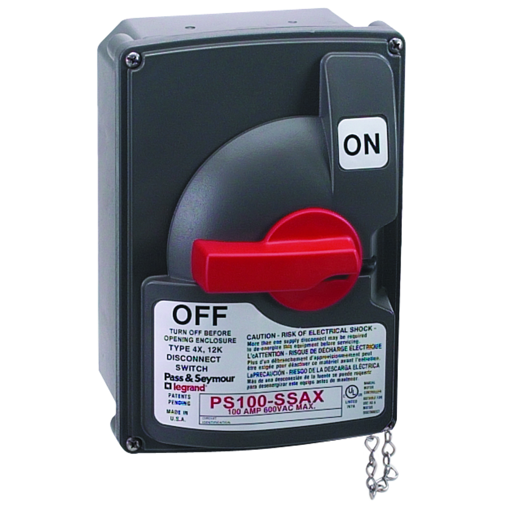 Non-Fusible Safety Switch with Auxillary Contact. 100 amp, 600 vac.