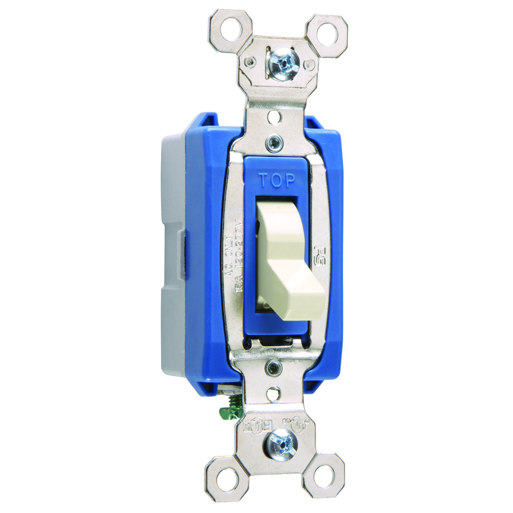 1pole Lighted Switch, Back and, Side Wire, 15amp 120/277volt, Ivory