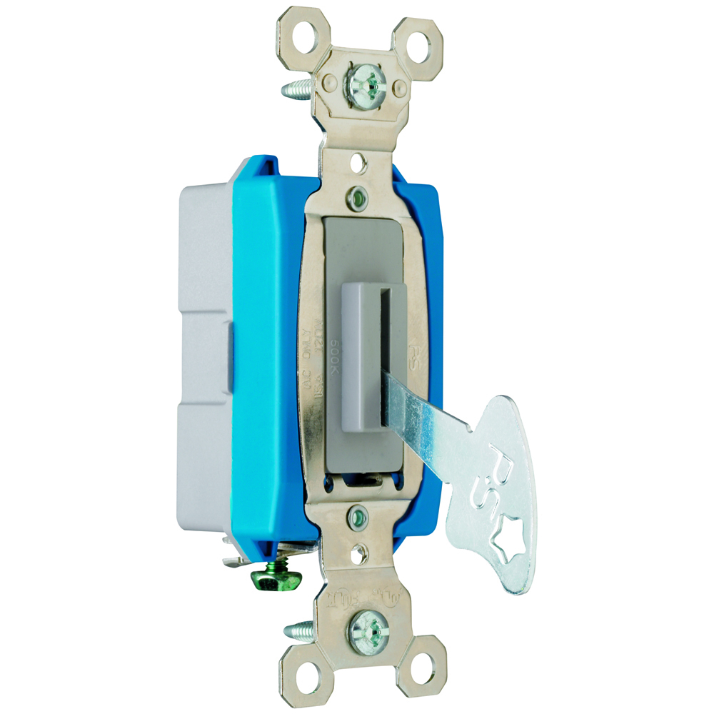 1pole Lock Switch, Back and, Side Wire, 15amp 120/277volt, Gray (Key can be removed in both positions)