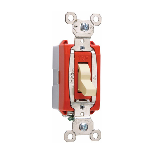1pole Lighted Switch, Back and, Side Wire, 20amp 120/277volt, Ivory