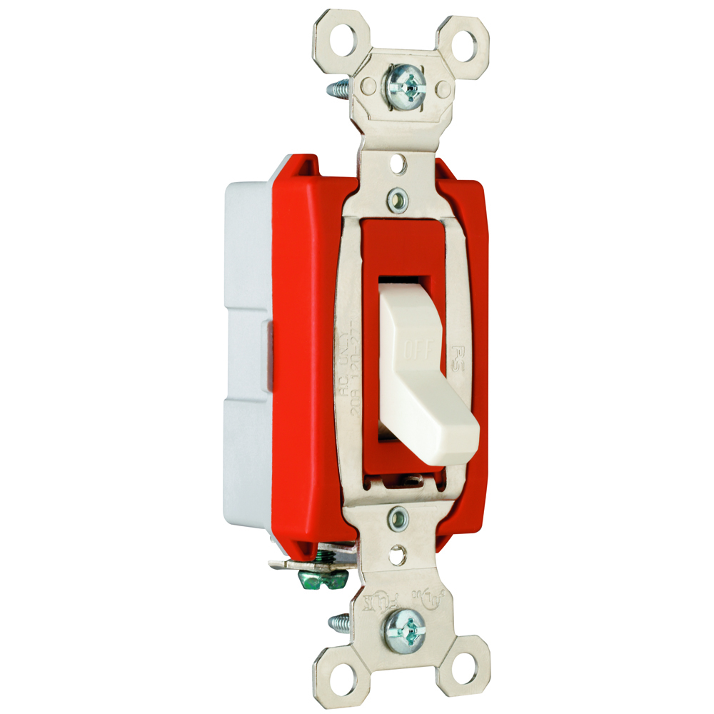 1pole Toggle Switch, Back and, Side Wire, 20amp 120/277volt, Light Almond