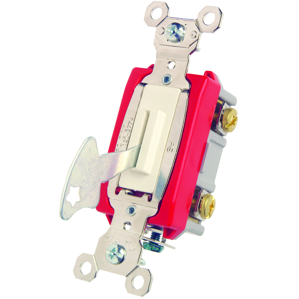 1pole Lock Switch, Back and, Side Wire, 20amp 120/277volt, Light Almond (Key can be removed in both positions)