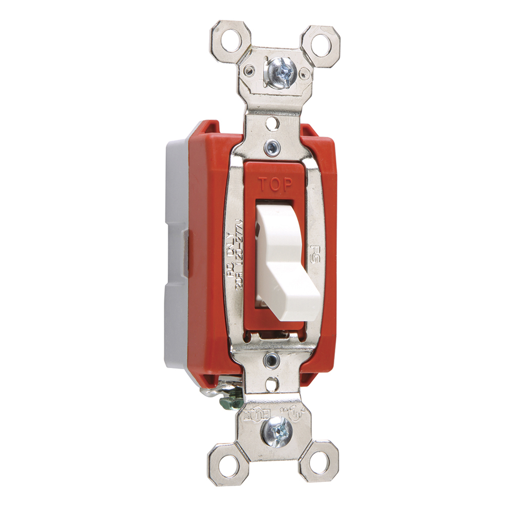 1pole Lighted Switch, Back and, Side Wire, 20amp 120/277volt, White