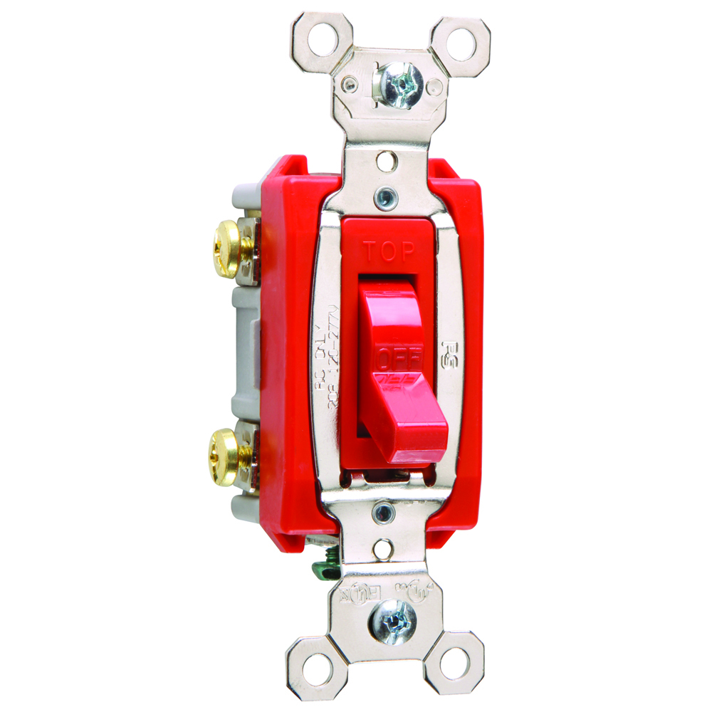 2pole Toggle Switch, Back and, Side Wire, 20amp 120/277volt, Red