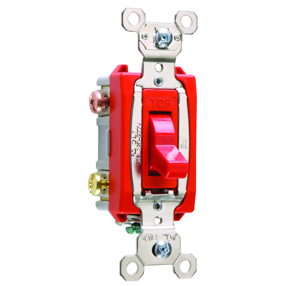 3way Toggle Switch, Back and, Side Wire, 20amp 120/277volt, Red