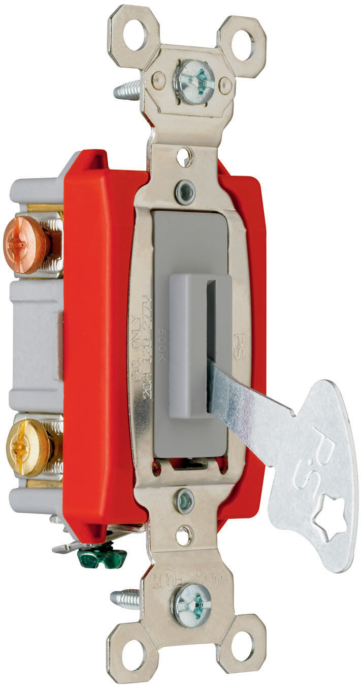20A 120/277VAC B+S WIRE 3W LOCK SW RED