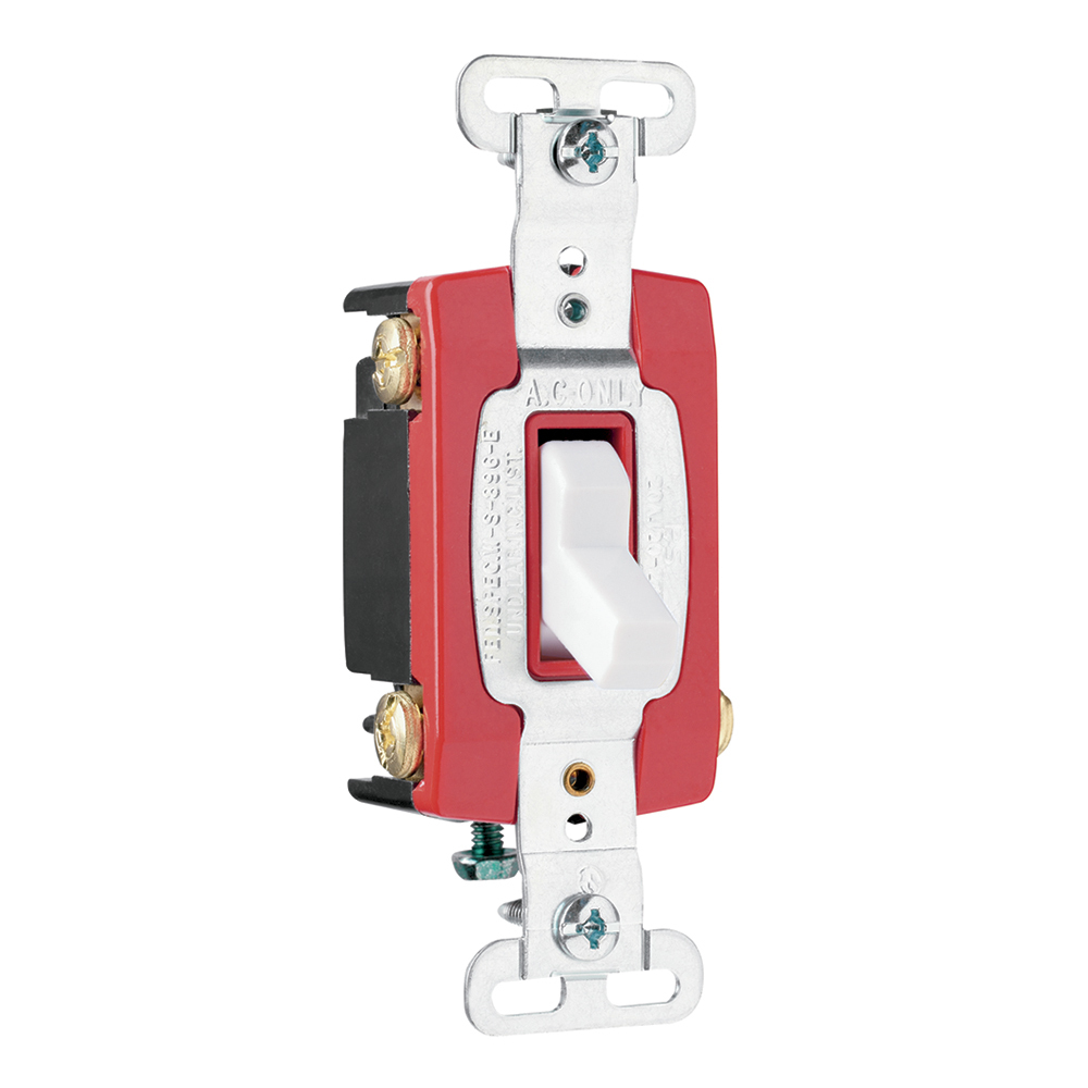 4way Toggle Switch, Back and, Side Wire, 20amp 120/277volt, White