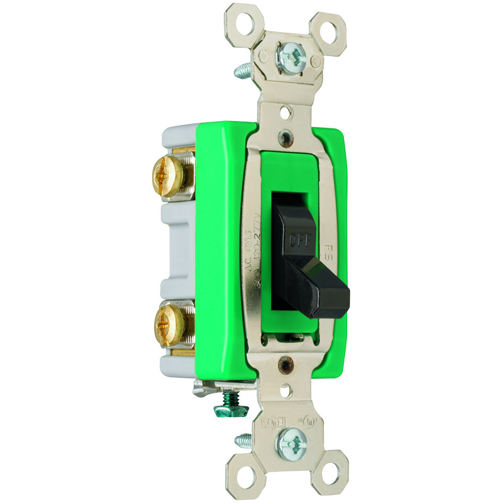 Double Pole, Single Phase Switch, Back and Side Wire, HP Rated. 30 amps, 277 volts.